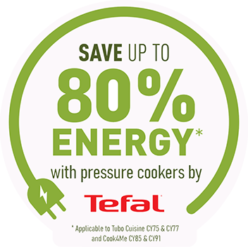 save up to 80% energy with pressure cookers from Tefal