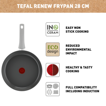 Tefal Renew Black Ceramic Induction Frypan 28cm