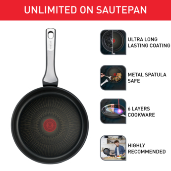 Tefal Natural On Induction G2803202 24 cm Non-Stick Saute Pan with Glass  Lid, Exclusive,Lavinia Grey