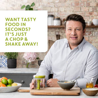 JAMIE OLIVER Jamie Fast/Fresh/Flavourful by Oliver 450ml Tefal Green & White Chopper Shaker Chop Manual & K1644144