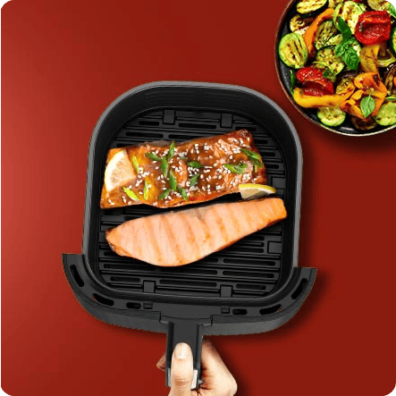 Easyfry 3in1 steamed juicy salmon and grilled vegetables