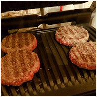 fresh burgers on the optigrill tonight! another batch of chirizo cheese burgers! oioi. taste so good!